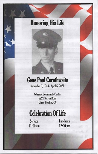 Gene Paul Cornthwaite - Veterans Community Center of Citrus Heights memorial