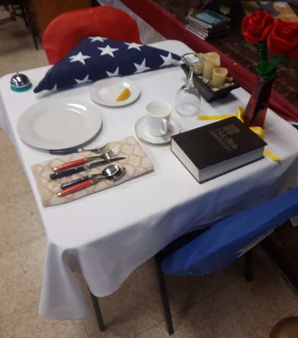 Missing Man Table, set at Veterans Community Center of Citrus Heights for Doug Ellington and Gene Cornthwaite