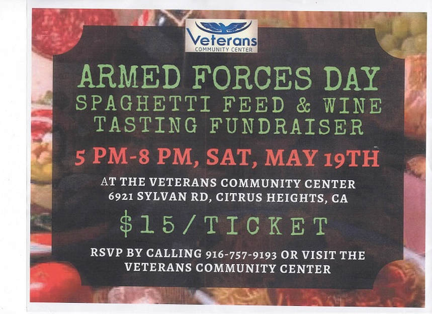 Spaghetti Feed and Wine Tasting Flyer, Veterans Community Center of Citrus Heights, CA