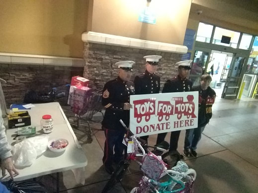 Marine Reserves attend the Toys for Tots event at Walmart in Citrus Heights